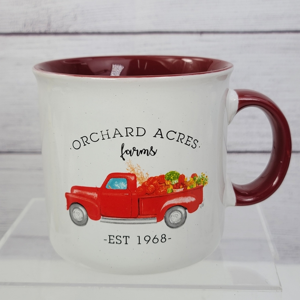 Cynthia Rowley New York Ceramic Orchard Acres Farm Red Truck Mug